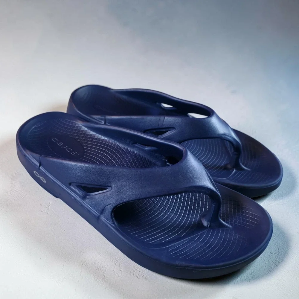 OOFOS Original Recovery Sandals Mens 8 Womens 10 Flip Flop Thong Slides Blue